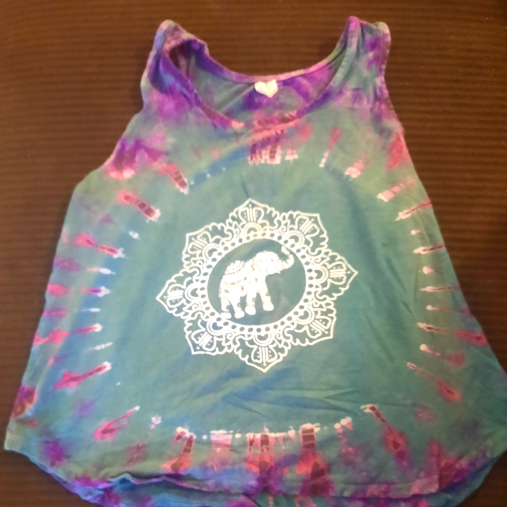 Petite Fair trade tie dye mandala elephant tank